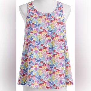 Free Assembly Girls Sleeveless Floral Tank Top M 7-8 Multicolor Cotton Key Hole